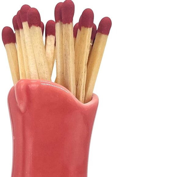 NEW Ceramic Cowboy Boots w Matches Holder Ceramic Box Striker Pink Tan Smokers - Picture 3 of 14